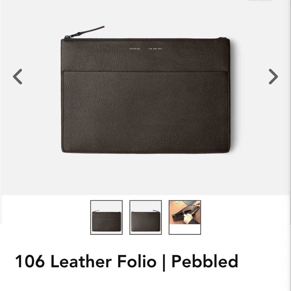 Grams (28) Pebbled Leather Folio - Brown